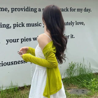 Reuni Basic See-through Long Sleeve Cardigan