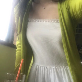 Reuni Basic See-through Long Sleeve Cardigan