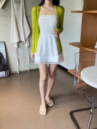 Reuni Basic See-through Long Sleeve Cardigan