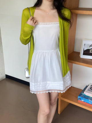 Reuni Basic See-through Long Sleeve Cardigan
