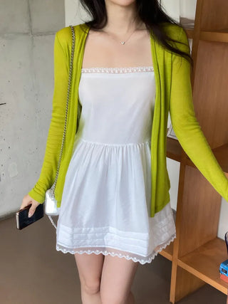 Reuni Basic See-through Long Sleeve Cardigan