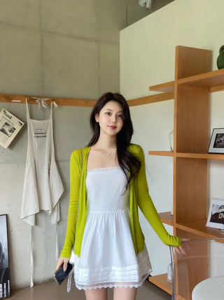 Reuni Basic See-through Long Sleeve Cardigan
