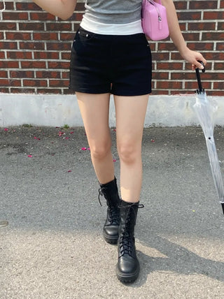 Yuka Stretchy Cheese Spandex High-Waisted Basic Shorts