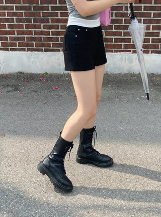 Yuka Stretchy Cheese Spandex High-Waisted Basic Shorts