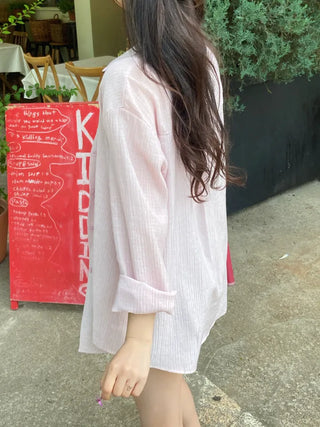 Pookie Wrinkle Pleats Pastel Mist Shirt
