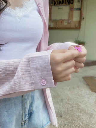 Pookie Wrinkle Pleats Pastel Mist Shirt