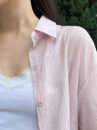 Pookie Wrinkle Pleats Pastel Mist Shirt