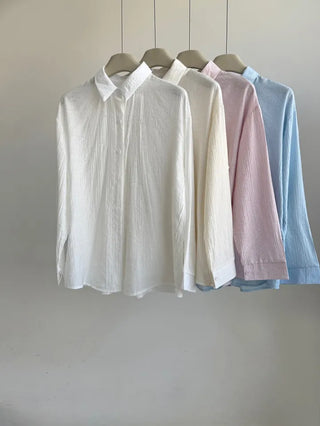 Pookie Wrinkle Pleats Pastel Mist Shirt