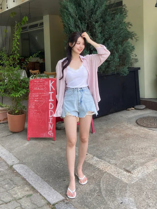Pookie Wrinkle Pleats Pastel Mist Shirt