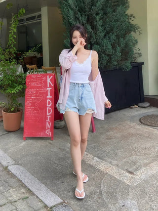 Pookie Wrinkle Pleats Pastel Mist Shirt