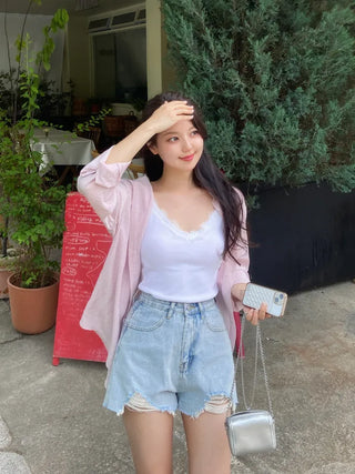 Pookie Wrinkle Pleats Pastel Mist Shirt