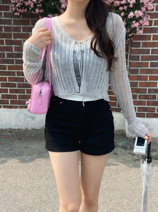 Kiru Mesh Knit Ribbon Bolero