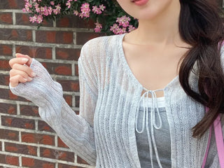 Kiru Mesh Knit Ribbon Bolero