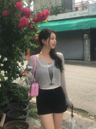 Kiru Mesh Knit Ribbon Bolero