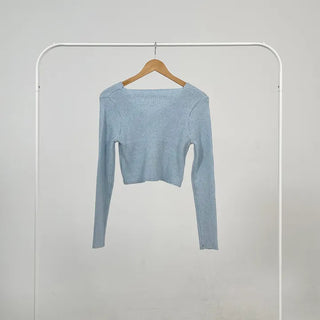 Mona Two-Button Ribbed Crop Knit Cardigan