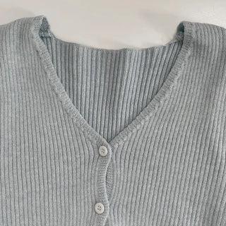 Mona Two-Button Ribbed Crop Knit Cardigan