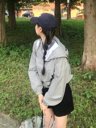 Muka Crisp Nylon Crop Windbreaker