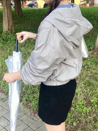 Muka Crisp Nylon Crop Windbreaker
