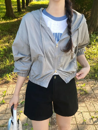 Muka Crisp Nylon Crop Windbreaker