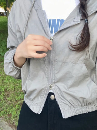 Muka Crisp Nylon Crop Windbreaker