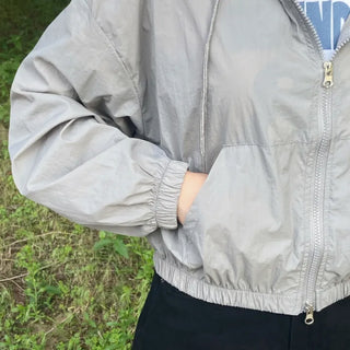 Muka Crisp Nylon Crop Windbreaker
