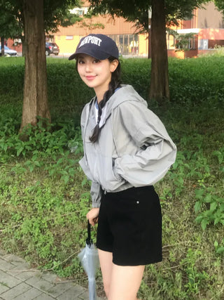 Muka Crisp Nylon Crop Windbreaker