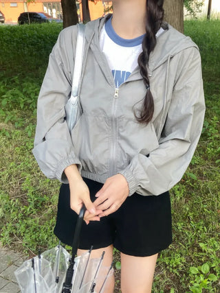 Muka Crisp Nylon Crop Windbreaker