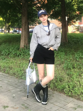Muka Crisp Nylon Crop Windbreaker