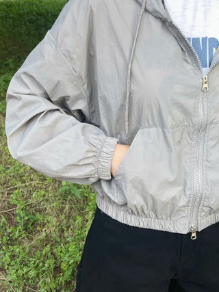 Muka Crisp Nylon Crop Windbreaker