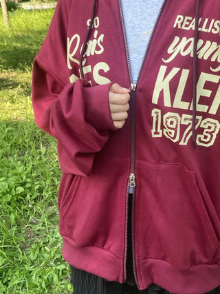 Pael Lettering Oversized Zip-up Hoodie