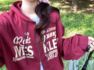Pael Lettering Oversized Zip-up Hoodie