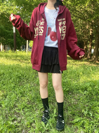 Pael Lettering Oversized Zip-up Hoodie