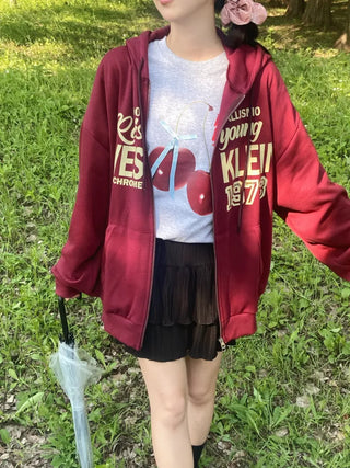 Pael Lettering Oversized Zip-up Hoodie