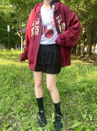 Pael Lettering Oversized Zip-up Hoodie