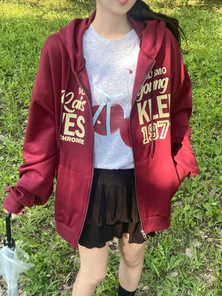 Pael Lettering Oversized Zip-up Hoodie
