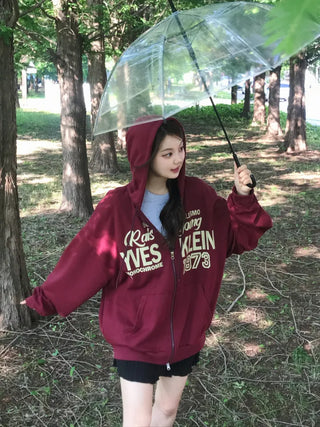 Pael Lettering Oversized Zip-up Hoodie
