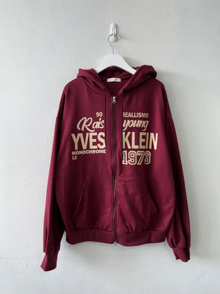 Pael Lettering Oversized Zip-up Hoodie