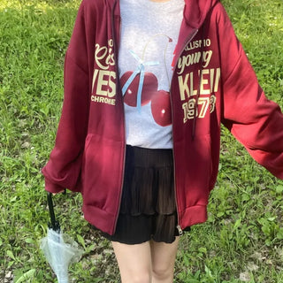 Pael Lettering Oversized Zip-up Hoodie
