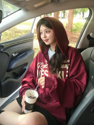 Pael Lettering Oversized Zip-up Hoodie