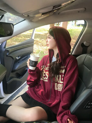 Pael Lettering Oversized Zip-up Hoodie