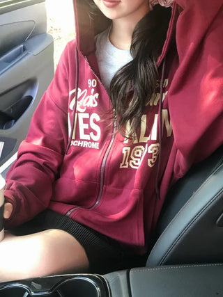 Pael Lettering Oversized Zip-up Hoodie