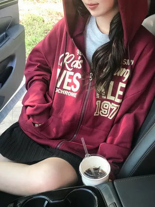 Pael Lettering Oversized Zip-up Hoodie