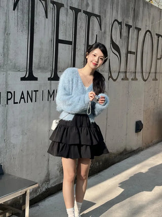 Lamong Poyon Pine Needle Fur Cardigan