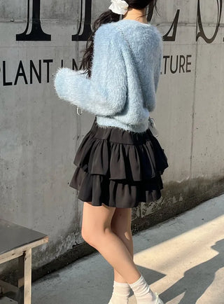 Lamong Poyon Pine Needle Fur Cardigan