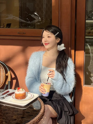 Lamong Poyon Pine Needle Fur Cardigan