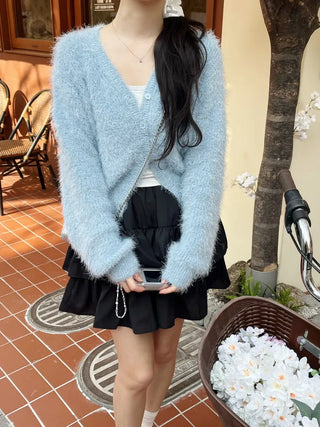 Lamong Poyon Pine Needle Fur Cardigan