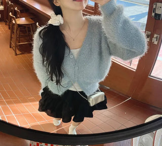 Lamong Poyon Pine Needle Fur Cardigan