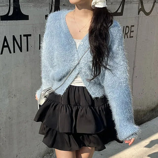 Lamong Poyon Pine Needle Fur Cardigan
