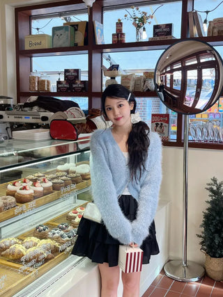 Lamong Poyon Pine Needle Fur Cardigan