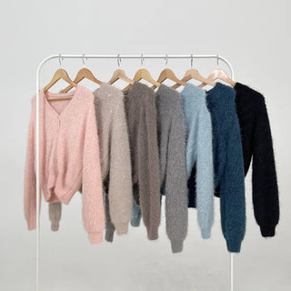 Lamong Poyon Pine Needle Fur Cardigan